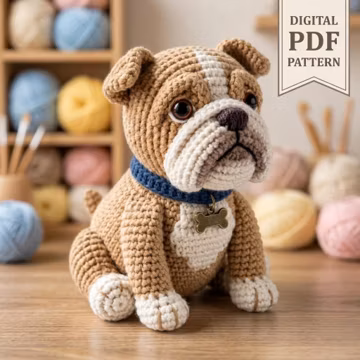 Realistic Bulldog Crochet Pattern | Amigurumi Dog Plush Tutorial (PDF Download)