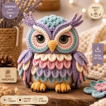 Crochet Owl Amigurumi Pattern, Woodland Plush Tutorial (Digital Download)