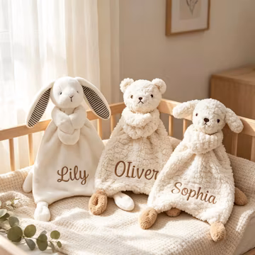 Custom Name Baby Comforter,Personalized Baby Lovey Blanket,Rabbit Bear Dog Lovey Toy,Newborn Baby Shower Gift