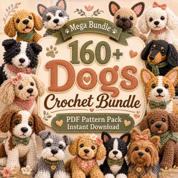 160+ Crochet Dog Patterns Bundle, Amigurumi Puppy PDF Patterns, Realistic Dog Crochet Tutorials, Instant Digital Download