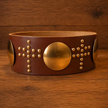 Leather Regalia Belt with Conchos, Handmade Leather Wide Belt, Concho Belt