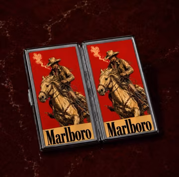 Vintage cowboy Cigarette Case Double Sides Art Design Metal Zigarettenetui Joint Holder