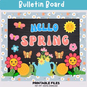 Spring Bulletin board | Hello Spring Classroom Decor(Digital Download)