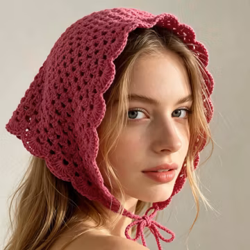 Crochet Bandana, Hair Scarf, Handmade Cottagecore Accessory, Boho Summer Headscarf