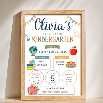 Editable First Day of School Sign, Back to School Canva Template, Printable School Photo Sign, Classroom First Day of School Keepsake