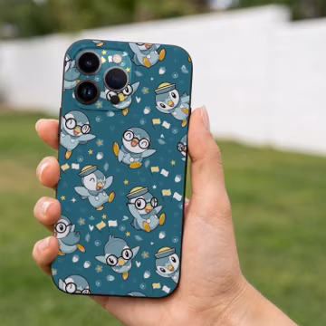 Piplup Inspired Phone Case, Cute Anime Penguin iPhone Samsung Cover, Kawaii Blue Cartoon Protective Case, Gamer Gift
