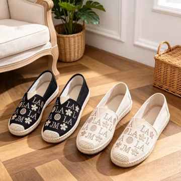 Handmade Canvas Espadrille Slip On Flats from Nepal, Star Stripe Casual Low Top Shoes, Lightweight Soft Sole Fisherman Shoes Daily Wear