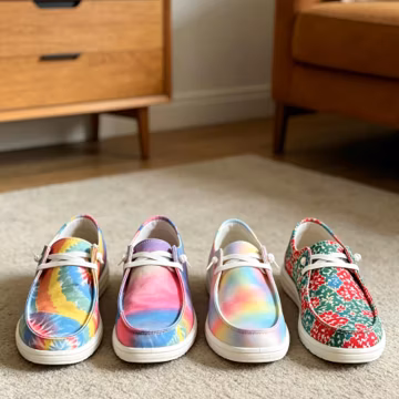 Handcrafted Nepal Tie Dye Floral Canvas Slip On Loafers – Breathable Casual Women's Shoes