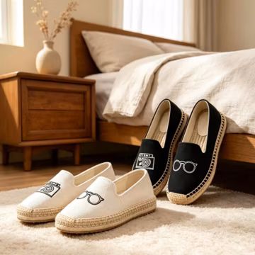 Nepal Handmade Abstract Floral Embroidered Espadrilles, Canvas Thick Sole Slip On Flats, Casual Breathable Closed Toe Shoes for Daily Wear