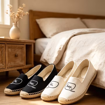 Nepal Handmade Linen Espadrille Flats, Embroidered Letter Slip On Shoes, Breathable Canvas Fisherman Shoes, Casual Spring Summer Flat Shoes