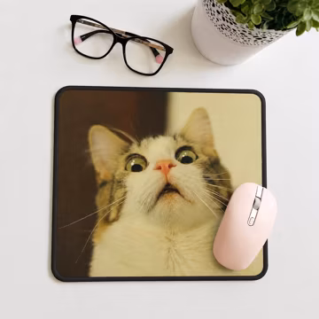 Funny Surprised Cat Mouse Pad, Meme Desk Mat, Office Decor, Gamer Accessory