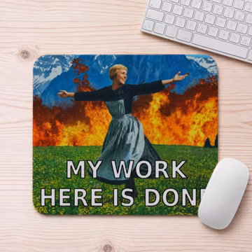 Funny "My Work Here Is Done" Desk Mat, Office Humor Mouse Pad, Coworker Gift