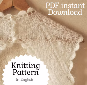 Wedding bolero knitting pattern, diy knitting pattern, bolero knit pattern, bridal bolero DIY, lace knit mohair cropped cardigan for women