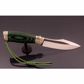 Handcrafted N690 Steel Hunting Knife G10 Micarta Handle Trident Crest Leather Sheath Gift