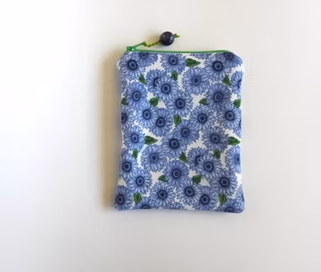zippered bag - flowers,leaves - cosmetic bag, clutch, zippered pouch - gifts under 20, stocking stuffer