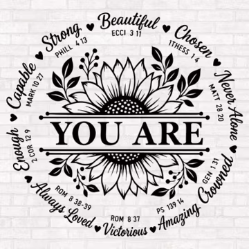 You Are Christian Affirmation PNG SVG, Sunflower Bible Verse Faith Shirt Design, Scripture Quote, Instant Download