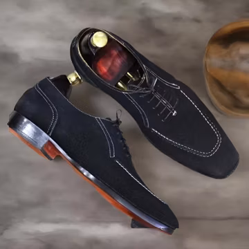 Handmade Black Suede Oxford Dress Shoes: Mens Lace-Up Formal Footwear