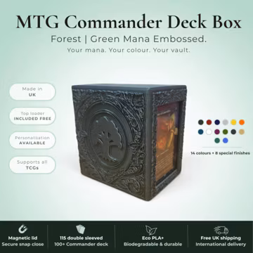 MTG Commander Deck Box | Green Mana Forest Embossed, Magnetic Lid, 115+ Double Sleeved