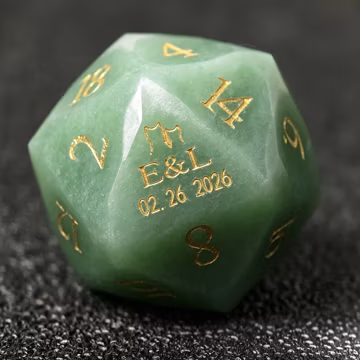 Personalized D20 Dice Necklace, Custom Engraved Wedding DND Dice, Couples Initials Anniversary Gift, Personalised Dnd Gifts, Stone Dice