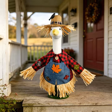 Scarecrow Porch Goose Outfit for 23 Inch Goose,Fall Goose Clothes,Autumn Harvest Lawn Goose Costume,Farmhouse Porch Decor, Thanksgiving Gift