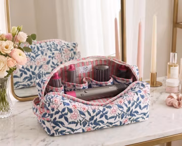 Dyson Airwrap Travel Case | Quilted Floral Hair Tool Organizer | Hand Block Print Cotton Vanity Bag | Padded Storage Pouch by MAULIO