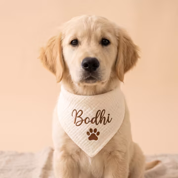 Custom Embroidered Dog Bandana | 100% Cotton Personalized Pet Scarf | Paw Print Puppy Neckwear | Custom Cat Bandana | Dog Lover Gift