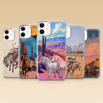 Western Cowboy Phone Case, Rodeo Mountain Horse Cover for iPhone 17, 16 Pro Max, 15, 14, 13 Samsung S26, S25, A17, A57 Pixel 10, 9 pro A