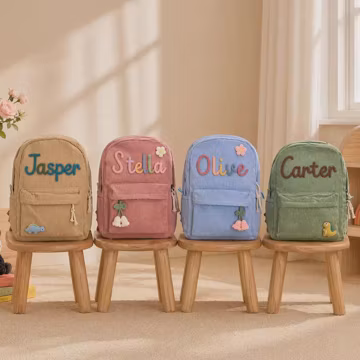 Personalized Corduroy Backpack, Custom Name Preschool Toddler School Bag, Affordable Custom Gift for Birthdays and Back to School Season