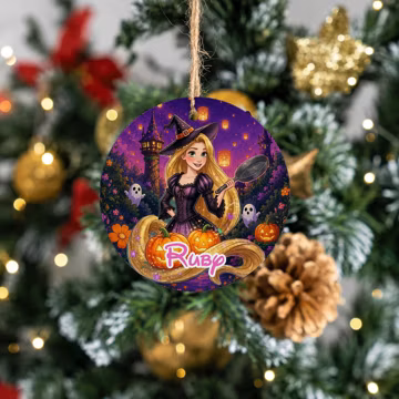 Personalized Disney Halloween Ornament, Custom Name Princess Ceramic Glass Keepsake, Christmas Gifts 2026, Halloween 2026