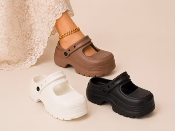 Womens EVA Mary Jane Clogs, Chunky Platform Slip On Shoes, Lightweight Foam Clogs, Summer Sandals (~2 inch high), Crocs Beach Shoes, Minimal