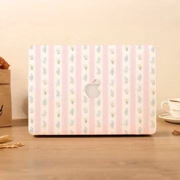 Cute Pink Striped Macbook Case Laptop Cover for 2026 Air 15"13”11", A3448 A3449 A2681, Pro 13/14/15/16, Neo 13 A3404, M5 M4 M3 M2 M1