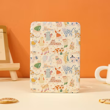 Colorful Cat Pattern Kindle Case with Strap for Paperwhite 11/10/12th, Colorsoft Cover, Kobo Clara Case, Detachable Magnetic Cover