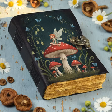 Fairy Mushroom Journal, Fantasy Cottagecore Notebook Celestial Fairy Diary Whimsical Woodland Vintage Lock Sketchbook Magical Fairycore Gift