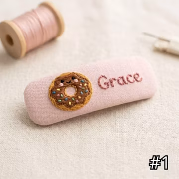 Personalized Sweet Treat Hair Clip for Kids, Custom Name Embroidered Barrette, Cute Ice Cream Donut Popsicle Birthday Gift
