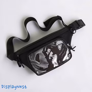 Ita Fanny Pack, Clear Pin Display Waist Bag, Waterproof Nylon Crossbody Belt Bag