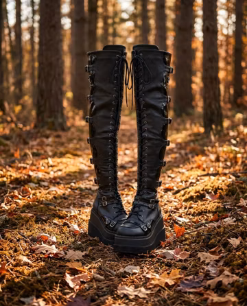 Women's Over the Knee Platform Boots, Gothic High Heel Wedge Boots, Cosplay Thigh High Boots, Fall Winter Fashion Shoes