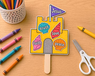 Sandcastle Craft for Kids Ministry | Build Your Life on Jesus | Summer Sunday School Beach Activity | Christian Popsicle Stick Craft