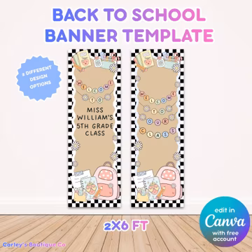 Retro Checkered Welcome Door Banner Template | Pastel Classroom Decor (Digital Download)