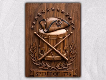 Spirit of 1776 Drum Relief STL | Revolutionary War CNC Wood Carving File | Patriotic American Wall Art | 3D Router Model | Home Decor