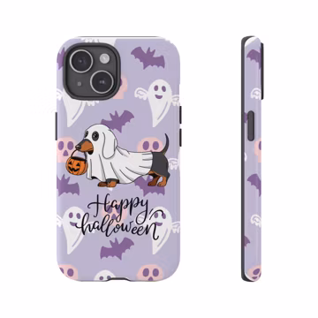 Dachshund Ghost Halloween Phone Case | Happy Halloween, Cute Spooky Pattern