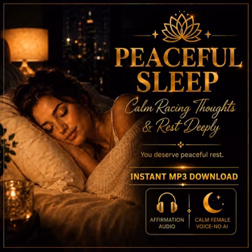 Peaceful Sleep Relaxation Audio, Sleep Affirmation for Racing Thoughts Insomnia Relief Bedtime Affirmation Audio MP3 Rest Relaxation Audio