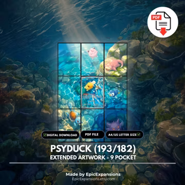 Pokemon Psyduck Binder Art | Extended Artwork for 9 Pocket Binder | TCG Card Display | (Digital Download)