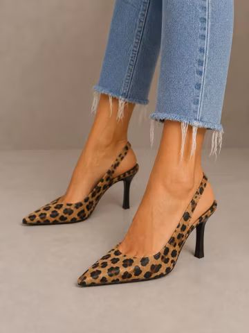 Leopard Slingback Pointed Toe Heels