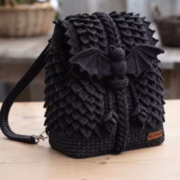 Dragon Scale Crochet Backpack Pattern, Bat Backpack PDF, Gothic Crochet Bag Pattern, Spider Web Bag PDF, Crocodile Stitch Backpack Pattern