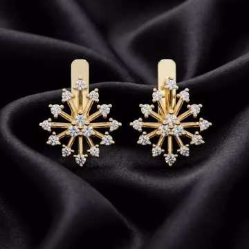 Snowflake Moissanite Stud Earrings in 925 Sterling Silver, Celestial Bridal Earrings, Diamond Look Studs, Wedding Jewelry, Gift for Her