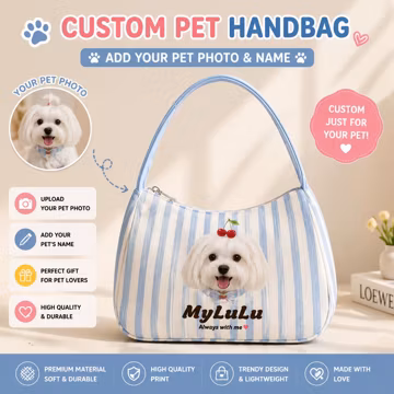 Custom Pet Handbag Personalized Dog Portrait Bag Custom Cat Photo Purse Pet Mom Gift Personalized Shoulder Bag