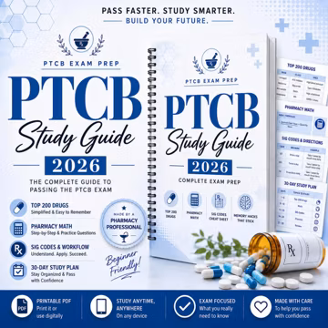 PTCB Study Guide 2026 | Pharmacy Technician Exam Prep PDF (Digital Download)