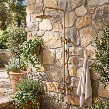Outdoor Shower System Wall Mounted Rainfall & Handheld Garden Patio Shower