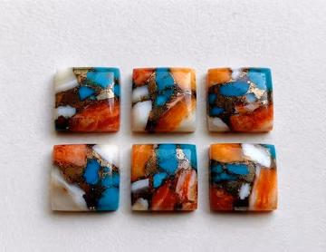 AAA Spiny Oyster Turquoise Square Cabochon, Calibrated Square Spiny Oyster Turquoise Gemstone, Flat Back Stone for Jewelry Making