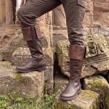 Mens Medieval Boots PU Leather Knee High Lace Up Renaissance Costume LARP Cosplay Fantasy Viking Ranger Gift for Him